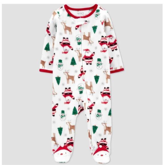 Baby Santa Christmas Fleece Fleece Footed Pajama | Carters | 3M - Picture 8 of 13